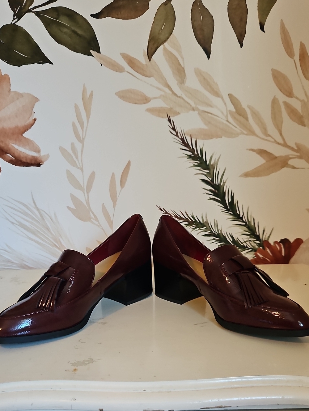 Marc Fisher Patent Tassel Heeled Loafers, aroon Oxblood, 8 - Picture 5 of 10